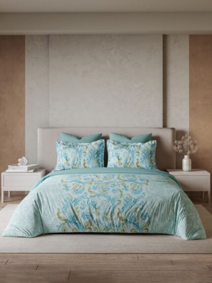 Paisley Park Double Bedsheet Set – Blue Glass (3 Pcs)