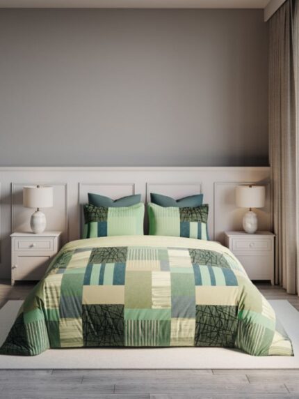 Noble Granite Double Bedsheet Set – Green (3 Pcs)