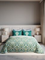 Elegancia Double Bedsheet Set – Teal Blue (3 Pcs)